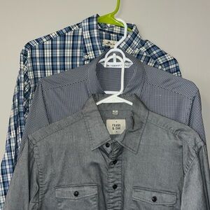 Lot of three dress shirts. Men’s Medium Peter Millar, Frank & Oak, Travis Mathew